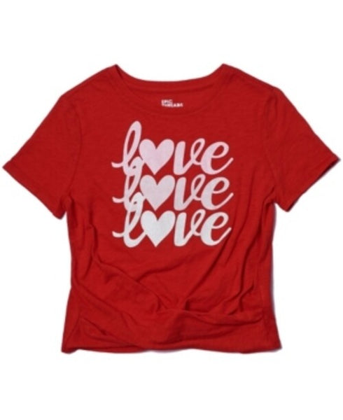Epic Girls Big Girls Short Sleeve Twist Front Love Text T-shirt XL (20)